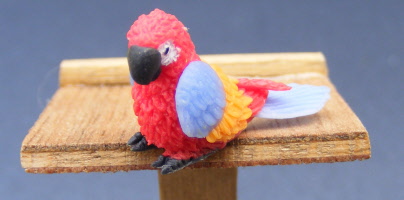 1:12 Scale Polymer Clay Black Bird With Red Feet Tumdee Dolls House Garden J 