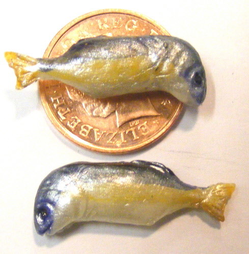 1:12 Scale Set Of 5 Loose Polymer Clay Fish For A Dolls House Kitchen Or Shop C 