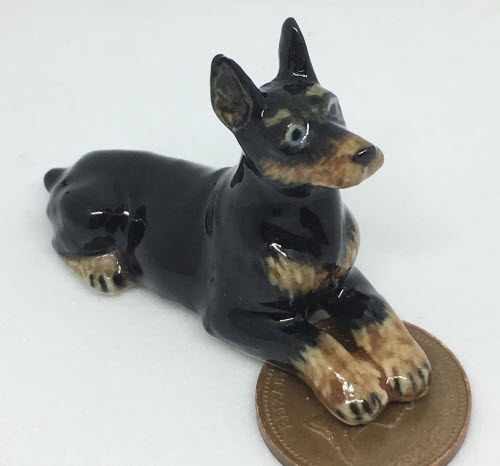 Small Brown Ceramic Puppy Dog Tumdee 1:12 Scale Dolls House Animal Ornament LP5 
