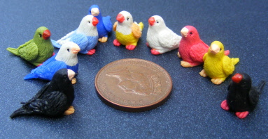 1:12 Scale Polymer Clay Blue & White Bird With Orange Feet Tumdee Dolls House N 