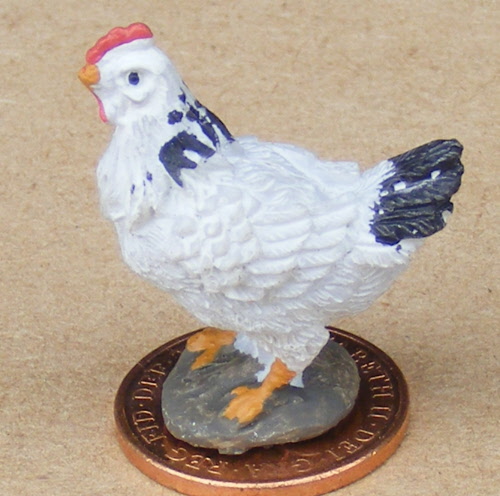 1:12 Scale Ceramic Brown & Black Chicken Tumdee Dolls House Miniature Farm C 