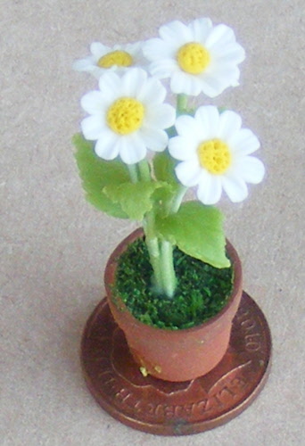 1:12 Scale Bunch Of Yellow Sun Flowers In A Ceramic Pot Tumdee Dolls House 