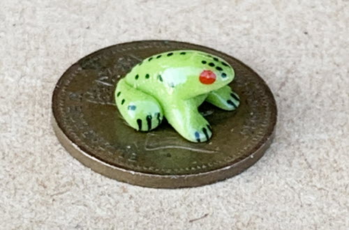 1:12 Scale Green Ceramic Frog Tumdee Dolls House Garden Pet Ornament Accessory K 