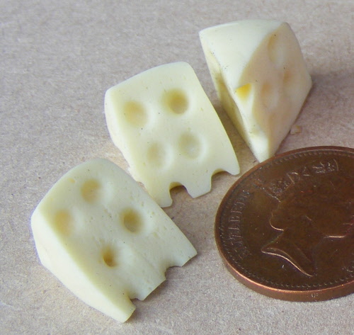 2 Swiss Cheese Slices Dollhouse Miniature Doll House 