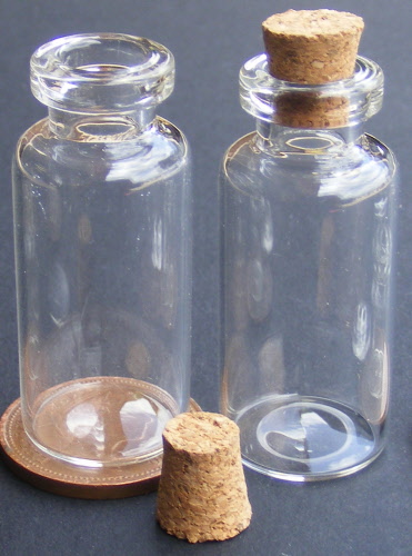 Miniature Jar wi Stopper #G1001 Clear Glass Royal Miniatures pair 