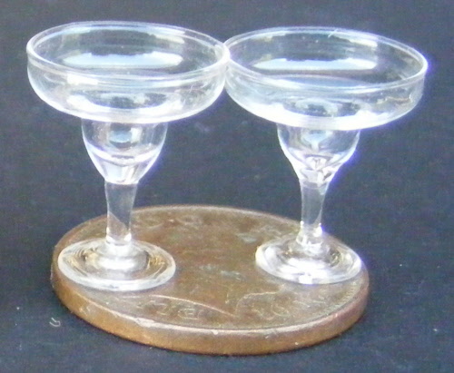 1:12 Scale 2 Brandy Glasses With Yellow Base Tumdee Dolls House Miniature GLA4 