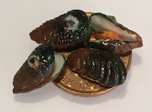 Clams Crab Sign Dollhouse Miniature Artisan Handmade Fish 