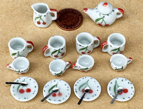 1:12 Scale 6 Ceramic Mugs On A Tree Rack Tumdee Dolls House Coffee Tea Cups 