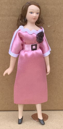 1:12 Scale Maid In A Grey Dress Tumdee Dolls House Miniature Ladies People