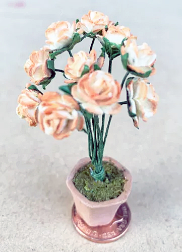 Maison de Poupées Miniature Rose Foncé Chenillable Fleur Design Papier Peint
