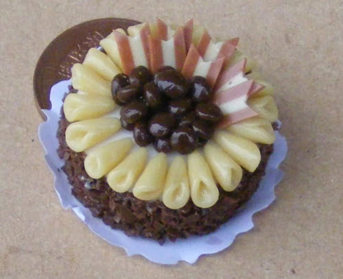 Torta Nuziale 3 Piani Scala 1:12 – Miniature Per Casa Delle Bambole Tumdee, Blu E Marrone, Fatta A Mano - Foto 5