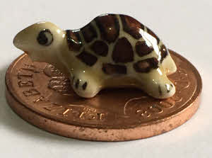 Dolls House Miniature Ceramic Brown Tortoise 