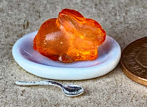 1:12 Scale Orange Jelly On A Ceramic Plate Tumdee Dolls House Food Accessory OJ6 