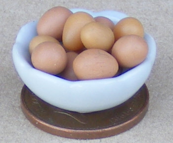 6 Large Boiled Egg Halves Tumdee Dolls House Miniature Kitchen Salad Food 