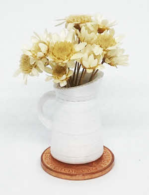 Cream Floral Jug And Bowl Dollhouse Cream Floral Jug & Bowl Set - 1:12 Scale Victorian Bedroom Accessory 1:12 Scale Miniatures